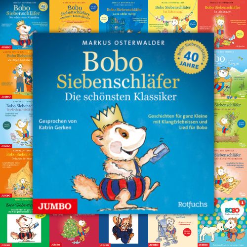 Eine Collage aus Covern von Bobo Siebenschläfer-Hörbüchern.