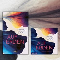 Die Cover des Buchs und des Hörbuchs 'Auf Erden' mit Hintergrund