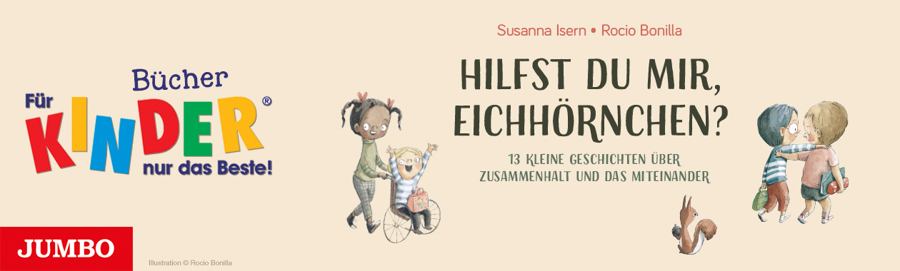 Illustrationen aus dem Bilderbuch 'Hilfst du mir, Eichhörnchen?' als Banner