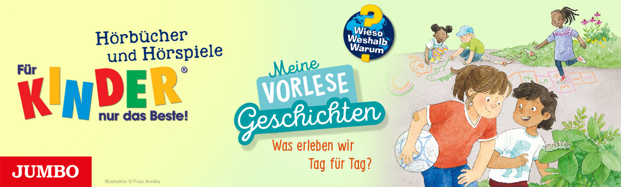 Ein Banner zu dem Hörspiel 'Wieso? Weshalb? Warum? Meine Vorlesegeschichten. Was erleben wir Tag für Tag?'