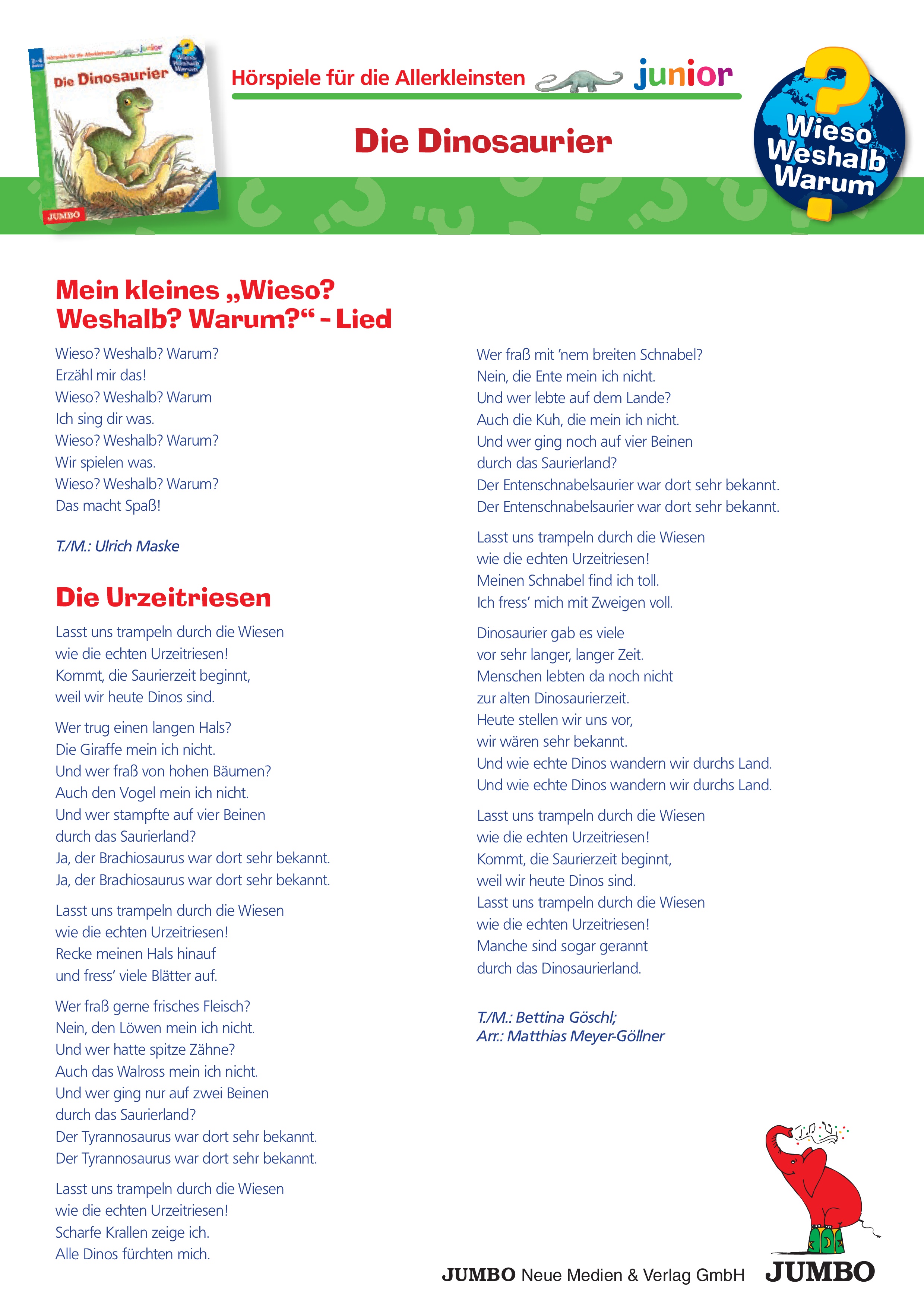 Liedtexte zum Hörspiel 